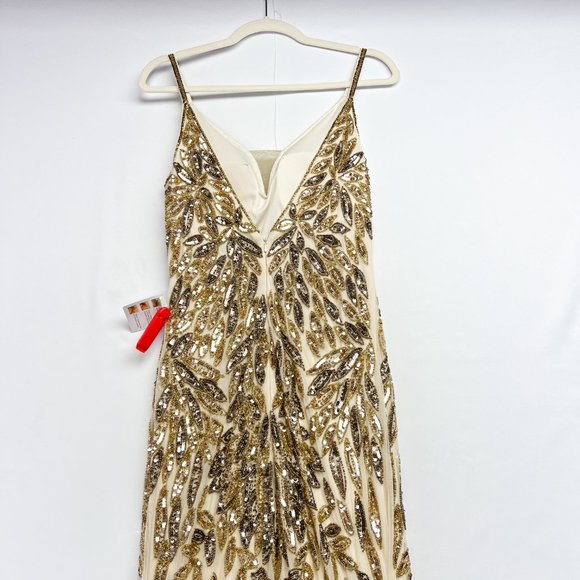 NWT Mac Duggal Embellished Leaf Beaded Beaded Evening Gown Style #5107 Size 4 - Picture 6 of 10